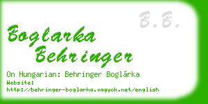 boglarka behringer business card